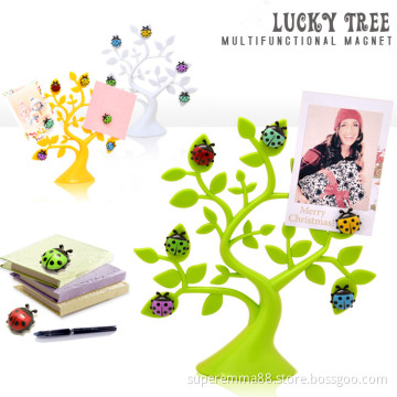 Creative home lucky family tree ladybug magnets photo clip notes folder refrigerator microwave magnetic stickers